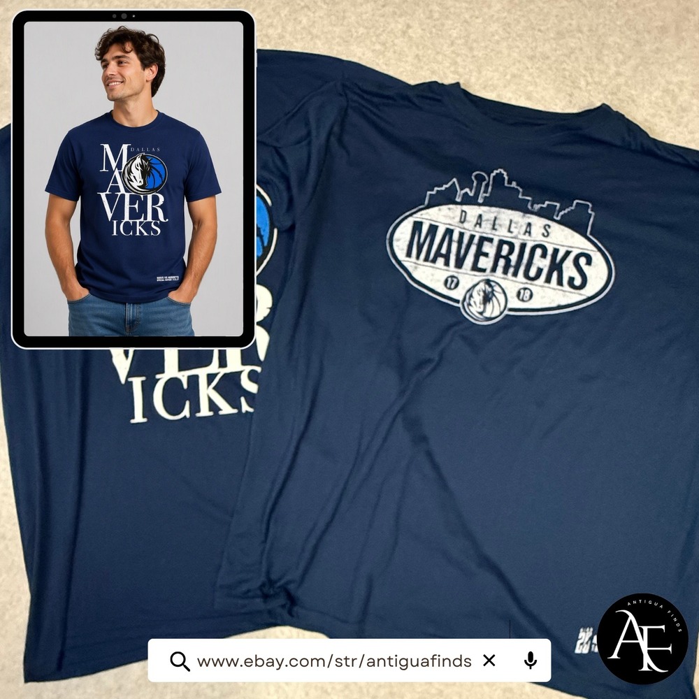 2‎ SHIRT LOT Dallas Mavericks NBA Mens XL Navy Blue T-Shirt Special Edition Tees
